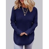 MEROKEETY Fall Long Sweaters for Women 2026 Trendy Long Sleeve Cute Knit Outfits Loose Fit Crewneck Work Casual Pullover(Navy)