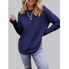MEROKEETY Fall Long Sweaters for Women 2026 Trendy Long Sleeve Cute Knit Outfits Loose Fit Crewneck Work Casual Pullover(Navy)