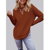 MEROKEETY Fall Long Sweaters for Women 2026 Trendy Long Sleeve Cute Knit Outfits Loose Fit Crewneck Work Casual Pullover(Rust)