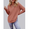 MEROKEETY Fall Long Sweaters for Women 2026 Trendy Long Sleeve Cute Knit Outfits Loose Fit Crewneck Work Casual Pullover(Tea Rose)