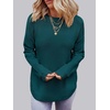 MEROKEETY Fall Long Sweaters for Women 2026 Trendy Long Sleeve Cute Knit Outfits Loose Fit Crewneck Work Casual Pullover(Tealgreen)