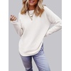 MEROKEETY Fall Long Sweaters for Women 2026 Trendy Long Sleeve Cute Knit Outfits Loose Fit Crewneck Work Casual Pullover(White)