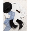 MEROKEETY Fall Long Sweaters for Women 2026 Trendy Long Sleeve Cute Knit Outfits Loose Fit Crewneck Work Casual Pullover(White)