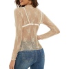 MEROKEETY Womens Mesh Sheer Lace Long Sleeve Tops 2026 See Through Mock Neck Shirt Fashion Blouses Date Night Outfit Clothes(Apricot)