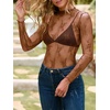 MEROKEETY Womens Mesh Sheer Lace Long Sleeve Tops 2026 See Through Mock Neck Shirt Fashion Blouses Date Night Outfit Clothes(Brown)