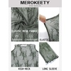 MEROKEETY Womens Mesh Sheer Lace Long Sleeve Tops 2026 See Through Mock Neck Shirt Fashion Blouses Date Night Outfit Clothes(Green)