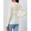 MEROKEETY Womens Mesh Sheer Lace Long Sleeve Tops 2026 See Through Mock Neck Shirt Fashion Blouses Date Night Outfit Clothes(Leopardwhite)