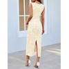 MEROKEETY Women’s Summer Floral Bodycon Maxi Dress 2026 Slit Mesh Sleeveless Formal Wedding Guest Cocktail Party Long Dresses(Apricot)