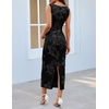 MEROKEETY Women’s Summer Floral Bodycon Maxi Dress 2026 Slit Mesh Sleeveless Formal Wedding Guest Cocktail Party Long Dresses(Black)
