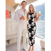 MEROKEETY Women’s Summer Floral Bodycon Maxi Dress 2026 Slit Mesh Sleeveless Formal Wedding Guest Cocktail Party Long Dresses(Blackwhite)