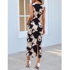 MEROKEETY Women’s Summer Floral Bodycon Maxi Dress 2026 Slit Mesh Sleeveless Formal Wedding Guest Cocktail Party Long Dresses(Blackwhite)