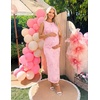 MEROKEETY Women’s Summer Floral Bodycon Maxi Dress 2026 Slit Mesh Sleeveless Formal Wedding Guest Cocktail Party Long Dresses(Pink)