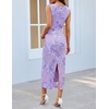 MEROKEETY Women’s Summer Floral Bodycon Maxi Dress 2026 Slit Mesh Sleeveless Formal Wedding Guest Cocktail Party Long Dresses(Purple)
