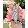 MEROKEETY Women’s Summer Floral Bodycon Maxi Dress 2026 Slit Mesh Sleeveless Formal Wedding Guest Cocktail Party Long Dresses(Skyblue)