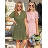 MEROKEETY Women’s Summer Lace Boho Mini Dress 2026 Short Sleeve Floral Eyelet A Line Vacation Beach Short Sundress(Army)