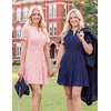 MEROKEETY Women’s Summer Lace Boho Mini Dress 2026 Short Sleeve Floral Eyelet A Line Vacation Beach Short Sundress(Navy)