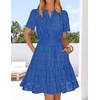 MEROKEETY Women’s Summer Lace Boho Mini Dress 2026 Short Sleeve Floral Eyelet A Line Vacation Beach Short Sundress(Royalblue)