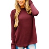 MEROKEETY Fall Long Sweaters for Women 2026 Trendy Long Sleeve Cute Knit Outfits Loose Fit Crewneck Work Casual Pullover(Burgundy)