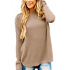 MEROKEETY Fall Long Sweaters for Women 2026 Trendy Long Sleeve Cute Knit Outfits Loose Fit Crewneck Work Casual Pullover(Khaki)