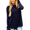 MEROKEETY Fall Long Sweaters for Women 2026 Trendy Long Sleeve Cute Knit Outfits Loose Fit Crewneck Work Casual Pullover(Navy)