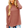 MEROKEETY Fall Long Sweaters for Women 2026 Trendy Long Sleeve Cute Knit Outfits Loose Fit Crewneck Work Casual Pullover(Tea Rose)