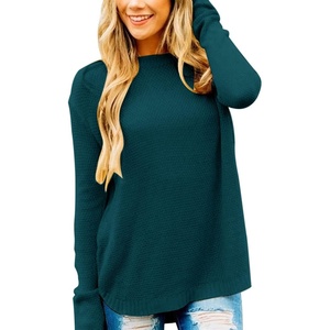 MEROKEETY Fall Long Sweaters for Women 2026 Trendy Long Sleeve Cute Knit Outfits Loose Fit Crewneck Work Casual Pullover(Tealgreen)