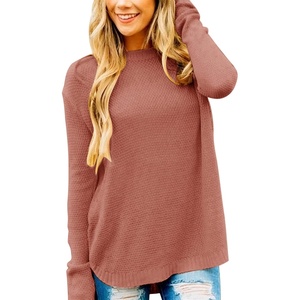MEROKEETY Fall Long Sweaters for Women 2026 Trendy Long Sleeve Cute Knit Outfits Loose Fit Crewneck Work Casual Pullover(Tealrose)
