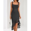 MEROKEETY Women’s 2026 Summer Floral Bodycon Dress Square Neck Sleeveless Ruffle Cocktail Mesh Beach Vacation Midi Dresses(Black White)