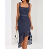 MEROKEETY Women’s 2026 Summer Floral Bodycon Dress Square Neck Sleeveless Ruffle Cocktail Mesh Beach Vacation Midi Dresses(Navy White)