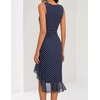 MEROKEETY Women’s 2026 Summer Floral Bodycon Dress Square Neck Sleeveless Ruffle Cocktail Mesh Beach Vacation Midi Dresses(Navy White)