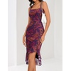 MEROKEETY Women’s 2026 Summer Floral Bodycon Dress Square Neck Sleeveless Ruffle Cocktail Mesh Beach Vacation Midi Dresses(Plum)