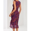 MEROKEETY Women’s 2026 Summer Floral Bodycon Dress Square Neck Sleeveless Ruffle Cocktail Mesh Beach Vacation Midi Dresses(Plum)