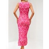 MEROKEETY Women’s 2026 Summer Floral Bodycon Dress Square Neck Sleeveless Ruffle Cocktail Mesh Beach Vacation Midi Dresses(Rose)