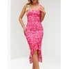 MEROKEETY Women’s 2026 Summer Floral Bodycon Dress Square Neck Sleeveless Ruffle Cocktail Mesh Beach Vacation Midi Dresses(Rose)