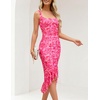 MEROKEETY Women’s 2026 Summer Floral Bodycon Dress Square Neck Sleeveless Ruffle Cocktail Mesh Beach Vacation Midi Dresses(Rose)