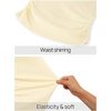 MEROKEETY Women’s Bell Long Sleeve Tops Going Out Trendy Fall 2026 Shirts | Elegant Crew Neck Shirt, Ruched Side Crop Blouse, Y2K Fashion, Cotton Fabric, Business Casual Work Date, Western Cute Clothes(Beige)