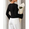 MEROKEETY Women’s Bell Long Sleeve Tops Going Out Trendy Fall 2026 Shirts | Elegant Crew Neck Shirt, Ruched Side Crop Blouse, Y2K Fashion, Cotton Fabric, Business Casual Work Date, Western Cute Clothes(Black)