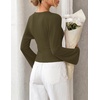 MEROKEETY Women’s Bell Long Sleeve Tops Going Out Trendy Fall 2026 Shirts | Elegant Crew Neck Shirt, Ruched Side Crop Blouse, Y2K Fashion, Cotton Fabric, Business Casual Work Date, Western Cute Clothes(Armygreen)