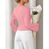 MEROKEETY Women’s Bell Long Sleeve Tops Going Out Trendy Fall 2026 Shirts | Elegant Crew Neck Shirt, Ruched Side Crop Blouse, Y2K Fashion, Cotton Fabric, Business Casual Work Date, Western Cute Clothes(Pink)