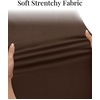 MEROKEETY Women’s Fall Asymmetrical Lace Boat Neck Long Sleeve Ribbed Tops | Fitted T-Shirt, Ruched Accent, Side Slit Clothes, Stretchy Knit Fabric, Work Blouses, Y2K Going Out Outfits, Fashion Clothing(Brown)