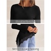 MEROKEETY Women’s Fall Asymmetrical Lace Boat Neck Long Sleeve Ribbed Tops | Fitted T-Shirt, Ruched Accent, Side Slit Clothes, Stretchy Knit Fabric, Work Blouses, Y2K Going Out Outfits, Fashion Clothing(Black)