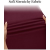 MEROKEETY Women’s Fall Asymmetrical Lace Boat Neck Long Sleeve Ribbed Tops | Fitted T-Shirt, Ruched Accent, Side Slit Clothes, Stretchy Knit Fabric, Work Blouses, Y2K Going Out Outfits, Fashion Clothing(Wine)