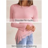 MEROKEETY Women’s Fall Asymmetrical Lace Boat Neck Long Sleeve Ribbed Tops | Fitted T-Shirt, Ruched Accent, Side Slit Clothes, Stretchy Knit Fabric, Work Blouses, Y2K Going Out Outfits, Fashion Clothing(Pink)