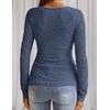 MEROKEETY Womens Fall Lace Mesh Long Sleeve Blouse Tops Dressy Henley Shirt | 2026, Casual, Square Neck, Jacquard, Sheer, Fitted, Cinched Waist, Ruched, Date Night, Club, Going out, Fashion Outfit(Dustyblue)