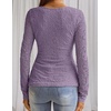 MEROKEETY Womens Fall Lace Mesh Long Sleeve Blouse Tops Dressy Henley Shirt | 2026, Casual, Square Neck, Jacquard, Sheer, Fitted, Cinched Waist, Ruched, Date Night, Club, Going out, Fashion Outfit(Purple)