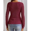 MEROKEETY Womens Fall Lace Mesh Long Sleeve Blouse Tops Dressy Henley Shirt | 2026, Casual, Square Neck, Jacquard, Sheer, Fitted, Cinched Waist, Ruched, Date Night, Club, Going out, Fashion Outfit(Burgundy)