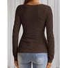 MEROKEETY Womens Fall Lace Mesh Long Sleeve Blouse Tops Dressy Henley Shirt | 2026, Casual, Square Neck, Jacquard, Sheer, Fitted, Cinched Waist, Ruched, Date Night, Club, Going out, Fashion Outfit(Coffee)