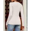 MEROKEETY Womens Fall Long Sleeve Fitted Henley T Shirt Top 2026 Trendy | Fashion Must Have, Crew Neck, Casual, Ribbed Knit, Buttons, Basic, Soft, Lightweight, Flattering, Cute, Cinched Waist(White)