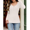 MEROKEETY Womens Fall Long Sleeve Fitted Henley T Shirt Top 2026 Trendy | Fashion Must Have, Crew Neck, Casual, Ribbed Knit, Buttons, Basic, Soft, Lightweight, Flattering, Cute, Cinched Waist(White)