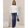 MEROKEETY Women’s Fall Trendy Boat Neck Bell Sleeve T Shirt | Textured, Wide Neckline, Long Sleeve, Slim Fit, Soft, Stretchy, Cozy Knit, Dressy Casual Blouse, 2026 Fall Fashion Outfits(White)